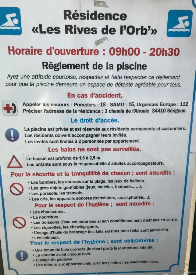 Vacances cosy avec piscine 1 à 4 pers dans joli appartement Sérignan Exterior foto